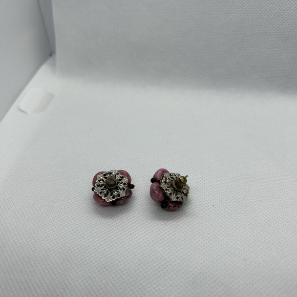 Miriam Haskell Earrings Vintage Rare Rhodonite - Picture 7 of 9